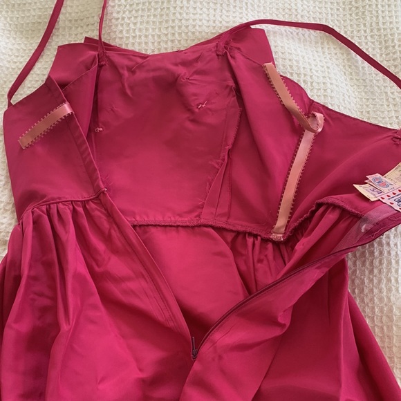VTG 🎀 BARBIECORE ALFRED ANGELO “Flirtations” Pink Bow Taffeta Dress Fits XS - Picture 9 of 11